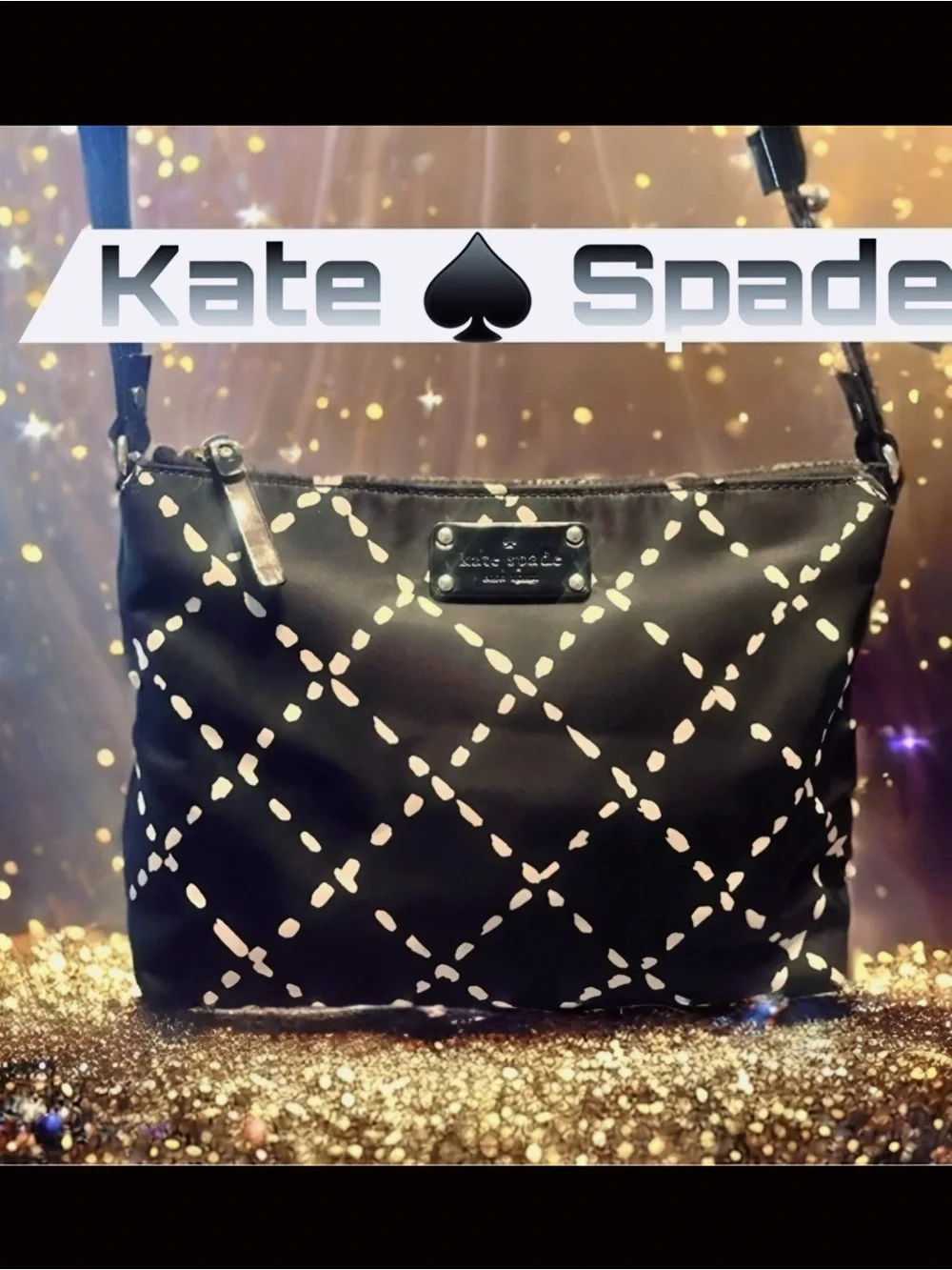 Kate ♠️ Spade Kate NY Stevie Shoulder Hand Bag BLACK CREAM Patent EUC!!!​